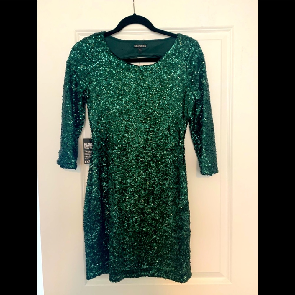 Express Dress - Green sequins